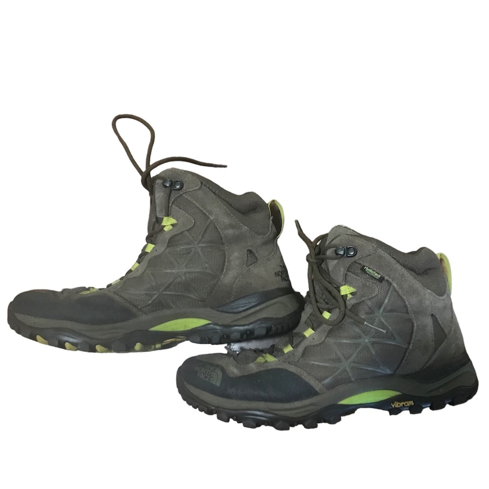 Women’s the North Face storm  HIKING Boots Brown W YELLOW SIZE 9.5 VIBRAM